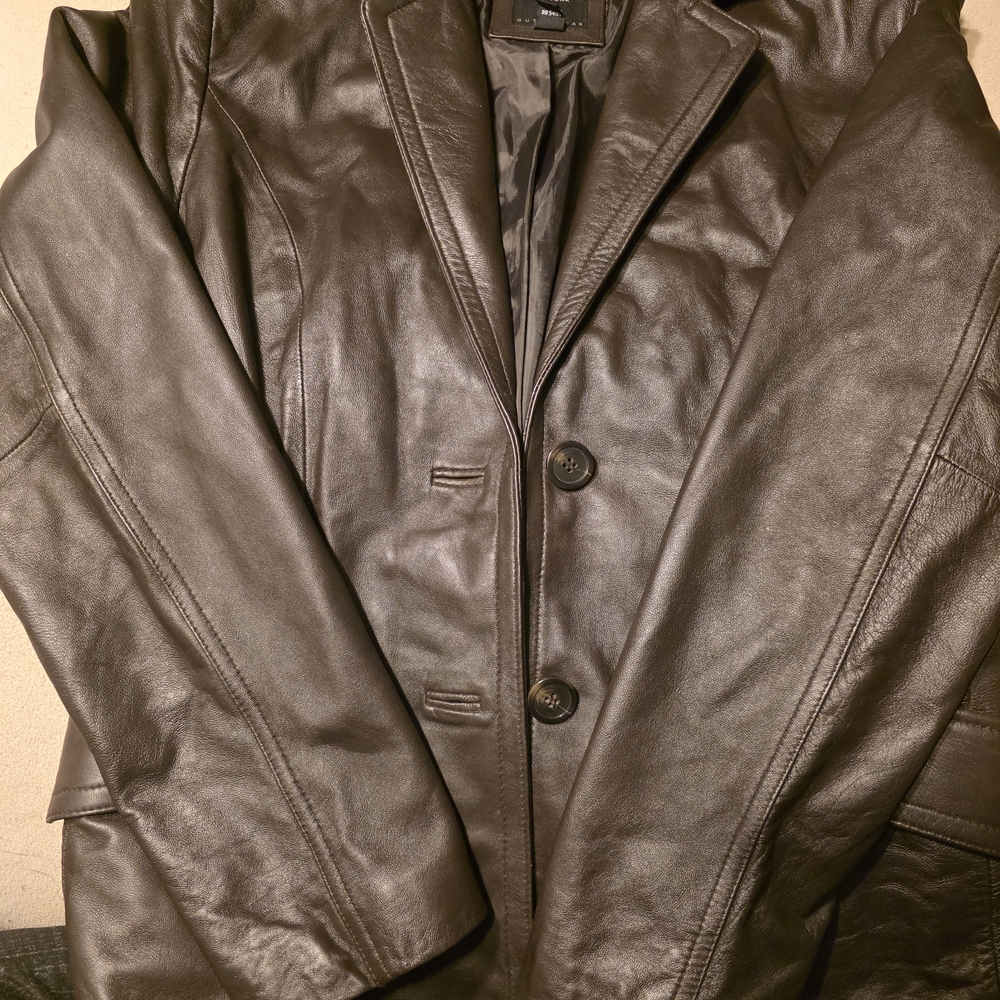 JLC New York Genuine Leather 3-Button Blazer Jacket Women's Size S